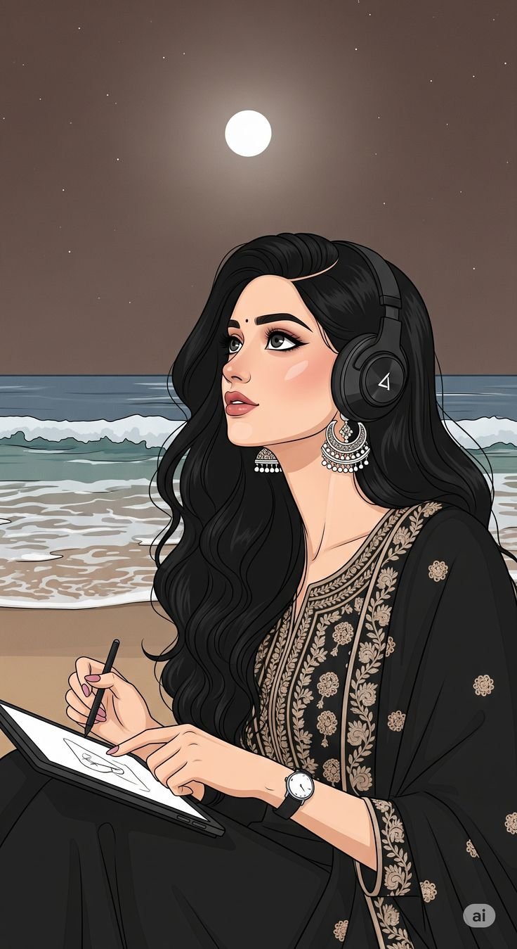 Attitude cartoon girl dp for instagram black