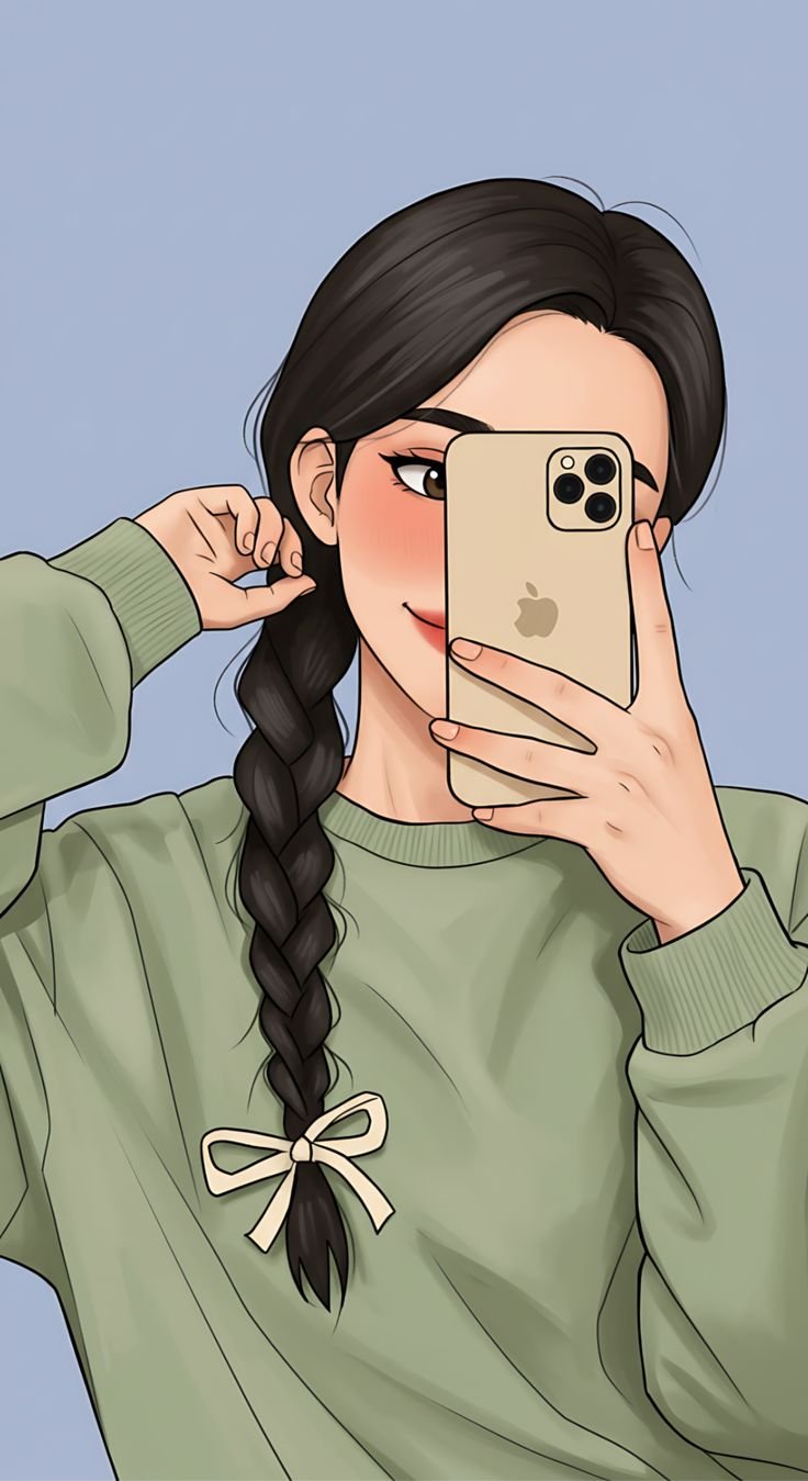 Stylish Cartoon girl dp hidden face