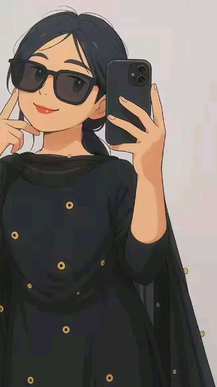 Stylish Cartoon girl dp hidden face 3